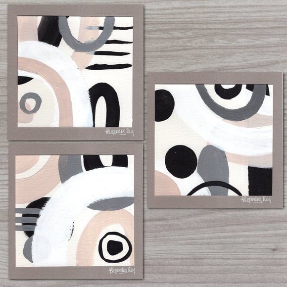 Set of three Geometric Abstract works on paper - Picture 2 of 5